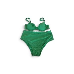 Rhode for Target Green Scalloped‎ Underwire Bikini Set High Waist XL Womens